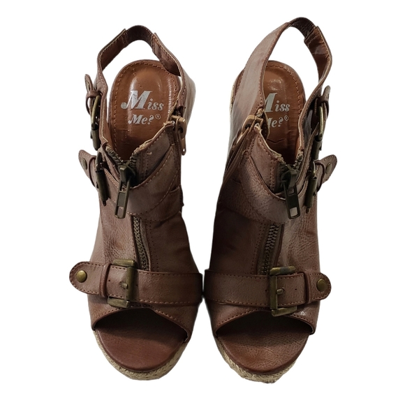 Miss Me Suki Buckle Zip Open Toe Espadrille Wedges - Picture 2 of 14